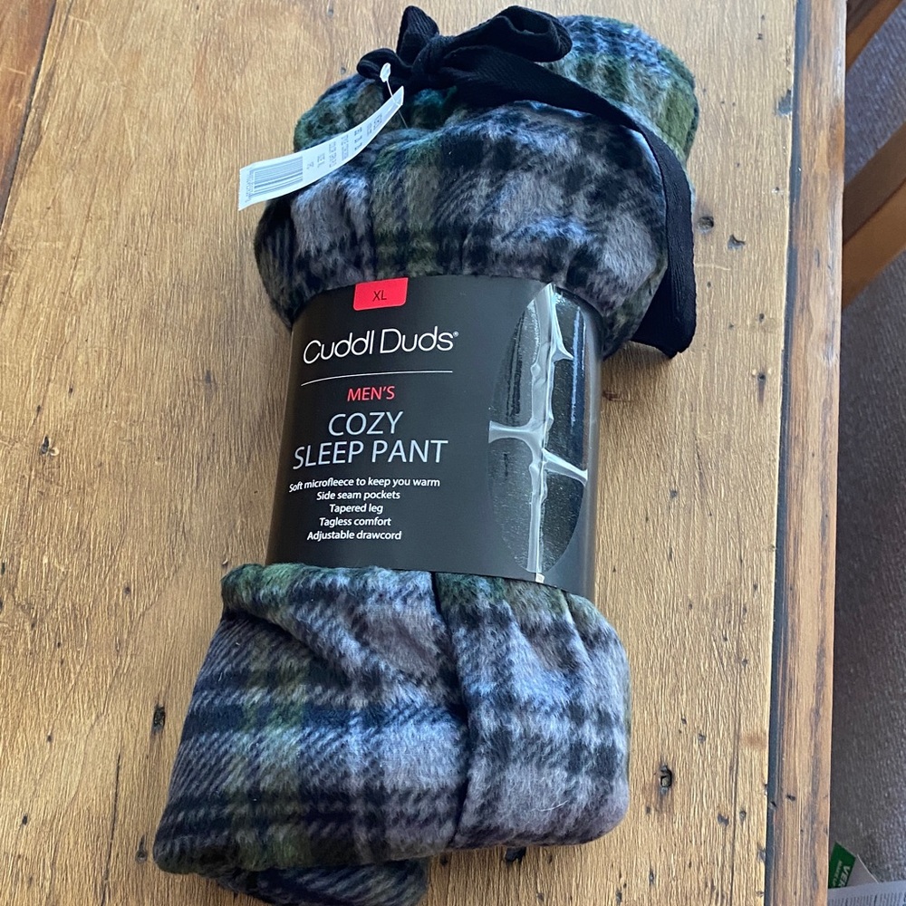 Cuddl Duds Men's Plaid Fleece Pants- new